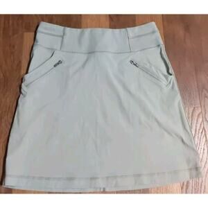 Lucy Long Athletic Skirt XS Khaki Tan Stretch Workout Zip Pockets Tall Stretch